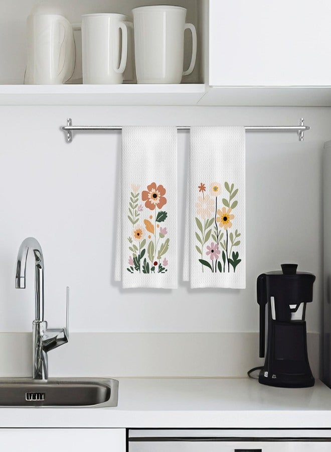 COWEB Cute Floral Hand Towels Set of 2, Wildflower Decorative Hand Towels for Kitchen & Bathroom, 16x24 Inches - Image 3